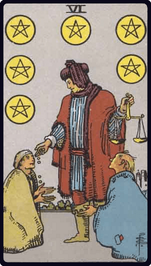Six of Pentacles / Шестёрка Пентаклей